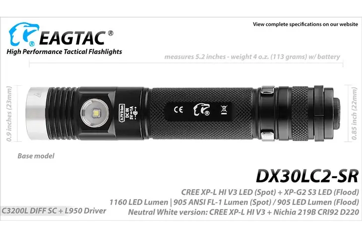 EAGTAC D Series DX30LC2-SR Side-LED Rechargeable LED Flashlight Kit w/ Free Shipping — 3 models - view 9